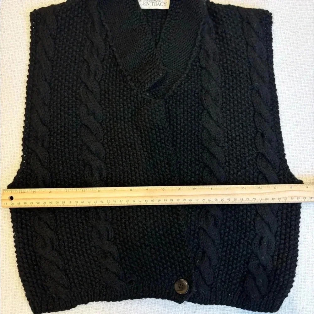 Wool Sweater Vest Womens S Cable Knit Chunky  Eclectic Grandpa Cottagecore - Picture 7 of 8